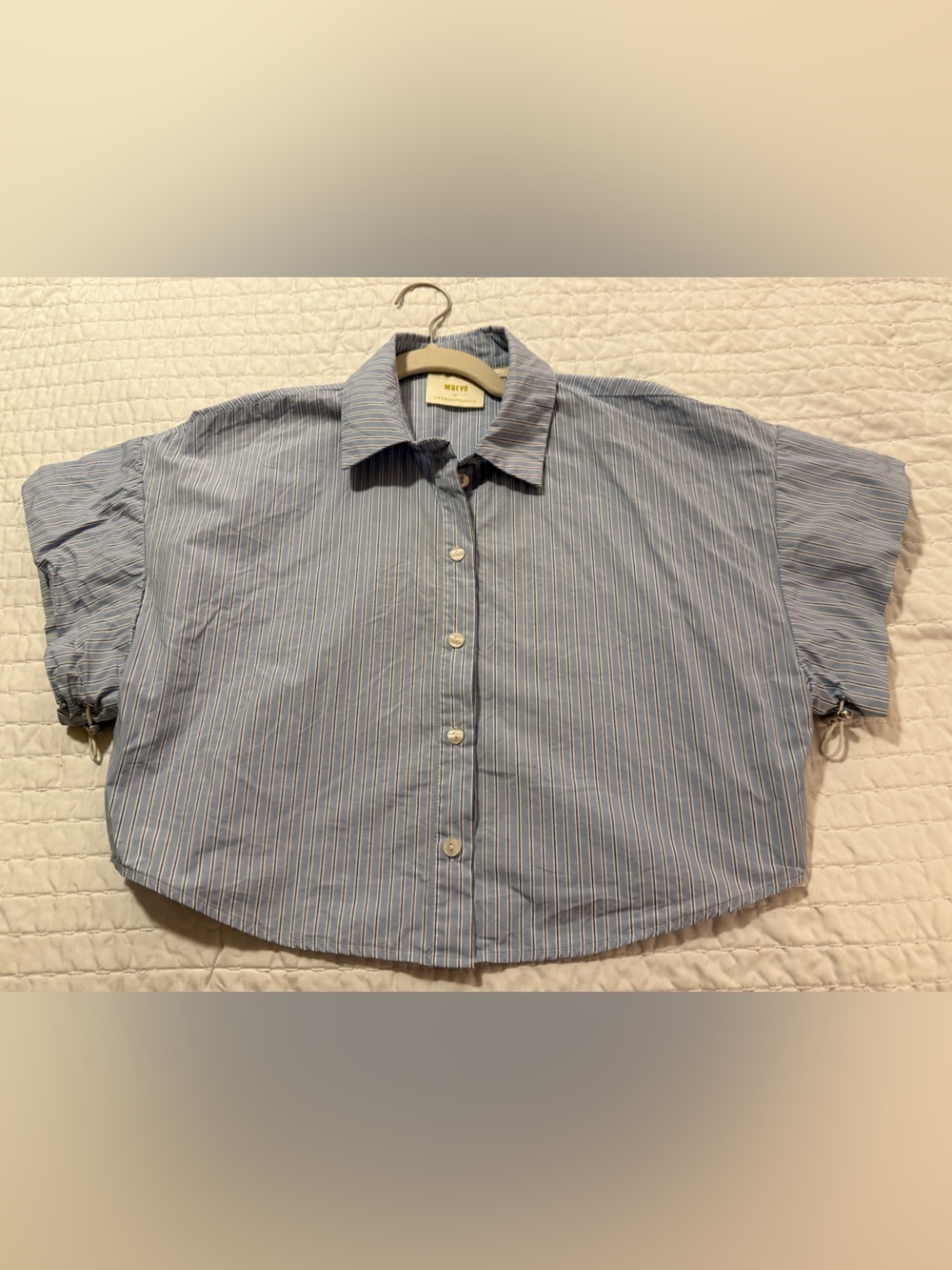 Maeve Striped collared cropped button down shirt size XS